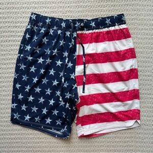 Denim & Co American Flag Printed Swim Trunks